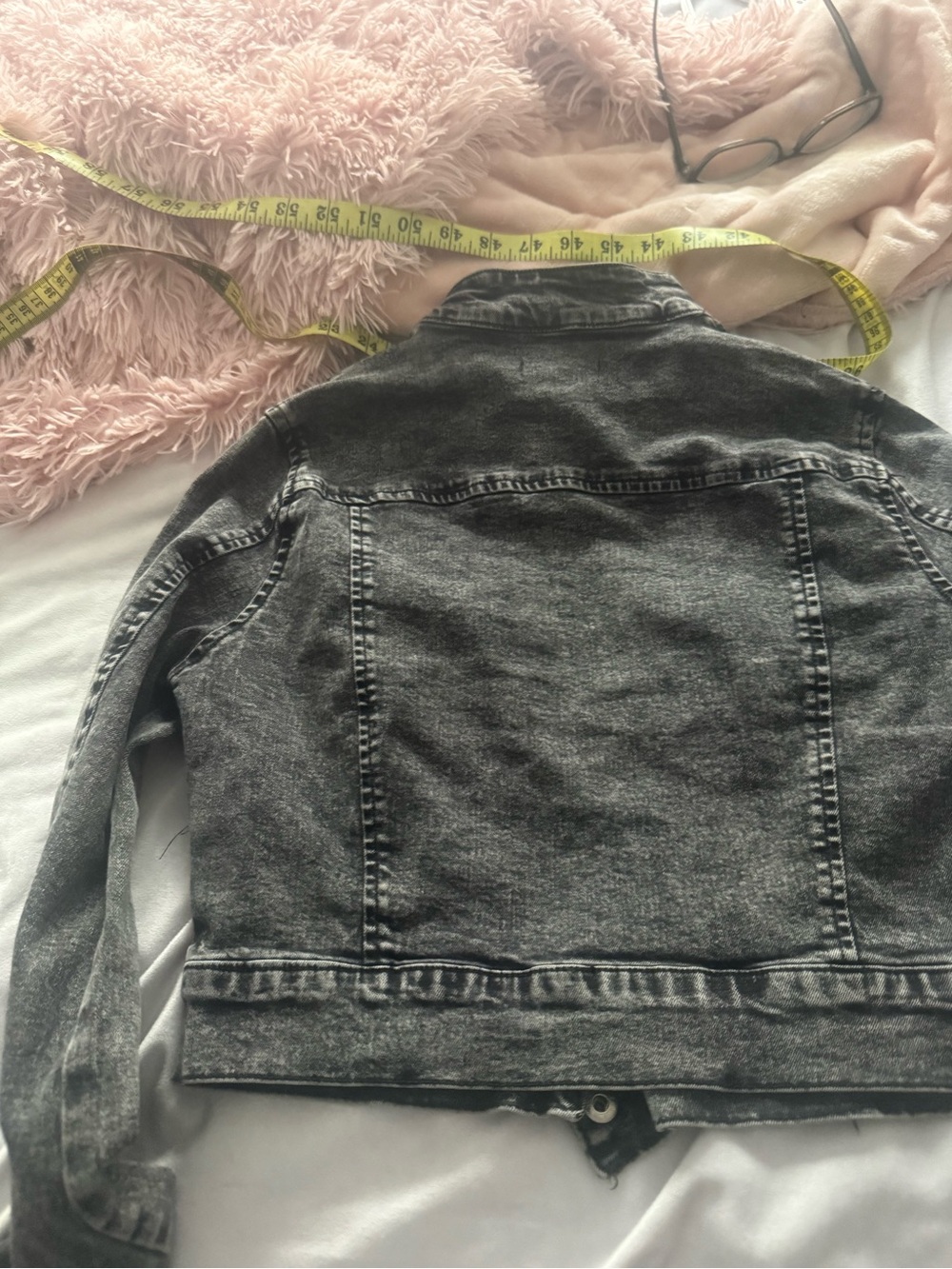 Windsor Edgy Arrival Moto Acid Wash Denim Cropped Jacket Black S Fits XS - Picture 9 of 12